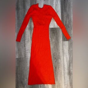 Zara orange ribbed open back sweater dress size M